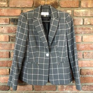 Calvin Klein Gray Windowpane Single-Button Blazer